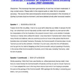 Professor Sir Edgeworth David Dictating a Letter - Transcript