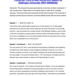 Lord Ernest Rutherford Speech at Göttingen University - Transcript