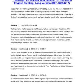 A Personal View Lecture 10: Dutch and English Painting, Long Version - Transcript