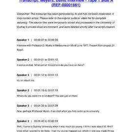 Meyers, David Interview - Tape 1 Side A - Transcript