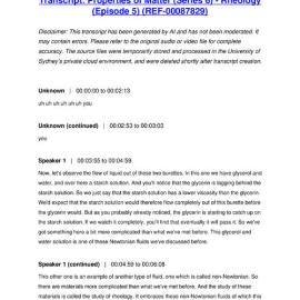 Properties of Matter (Series 6) - Rheology (Episode 5) - Transcript