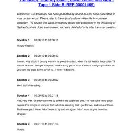 Godfrey-Smith, David Laurie Interview - Tape 1 Side B - Transcript