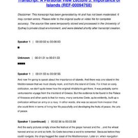 A Personal View Lecture 3: Importance of Islands - Transcript