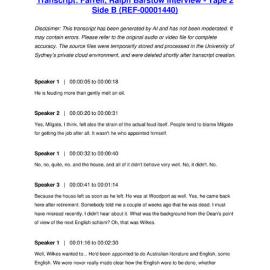 Farrell, Ralph Barstow Interview - Tape 2 Side B - Transcript