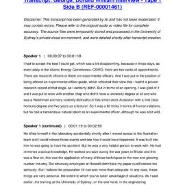 George, Donald William Interview - Tape 1 Side B - Transcript