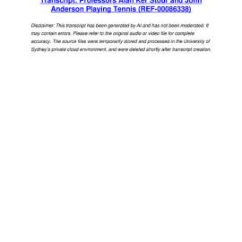 Professors Alan Ker Stour and John Anderson Playing Tennis - Transcript