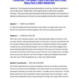 The Magic Place Interview with Lloyd Rees Part 2 - Transcript