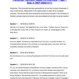 Harrison, Isabel KS Interview - Tape 1 Side A - Transcript