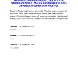 Gaudeamus Igitur, Track One from Carillon and Organ - Musical Celebrations from the University of Sydney - Transcript
