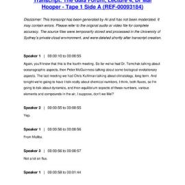 The Gaia Forum, Lecture 4, Dr Mal Hooper - Tape 1 Side A - Transcript