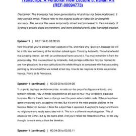 A Personal View Lecture 8: Italian Art - Transcript