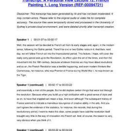 A Personal View Lecture 12: French Painting 1, Long Version - Transcript