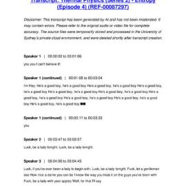 Thermal Physics (Series 2) - Entropy (Episode 4) - Transcript