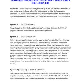 Gordon, John D Interview - Tape 2 Side A - Transcript