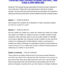 Gale, Kathleen Windeyer Interview - Tape 2 Side A - Transcript