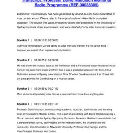 Professor David Maddison Memorial Radio Programme - Transcript