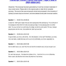 Cohen, Fanny Interview - Tape 2 Side A - Transcript