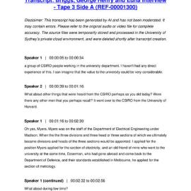 Briggs, George Henry and Edna Interview - Tape 3 Side A - Transcript