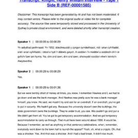 Knight, Henry William Interview - Tape 1 Side B - Transcript