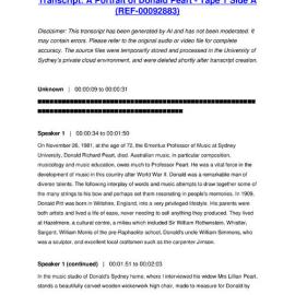 A Portrait of Donald Peart - Tape 1 Side A - Transcript