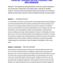 Television Service Promotion, 1990 - Transcript