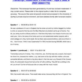 Robertson, J Interview - Tape 2 Side A - Transcript