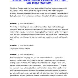 Newton-Tabrett, Eileen Interview - Tape 1 Side B - Transcript