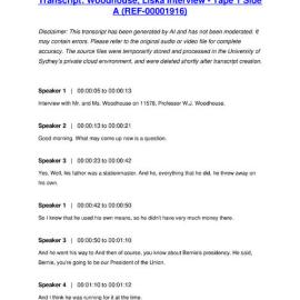 Woodhouse, Liska Interview - Tape 1 Side A - Transcript