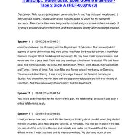 Waterhouse, Eben Gowrie Interview - Tape 2 Side A - Transcript