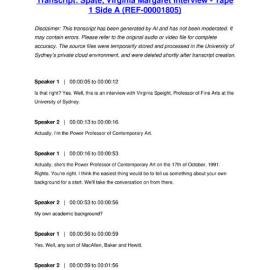 Spate, Virginia Margaret Interview - Tape 1 Side A - Transcript