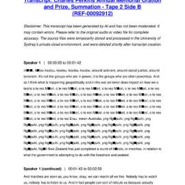 Charles Perkins Annual Memorial Oration and Prize, Summation - Tape 2 Side B - Transcript