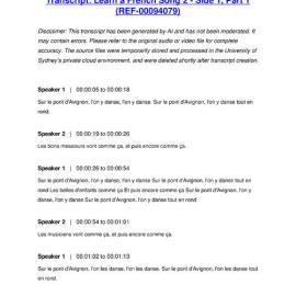 Learn a French Song 2 - Side 1, Part 1 - Transcript