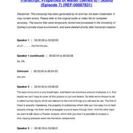 Properties of Matter (Series 6) - Sound (Episode 7) - Transcript