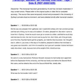 Maxwell, Ian Ramsay Interview - Tape 1 Side B - Transcript