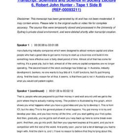 Scientists and Science in Society Lecture 6, Robert John Hunter - Tape 1 Side B - Transcript