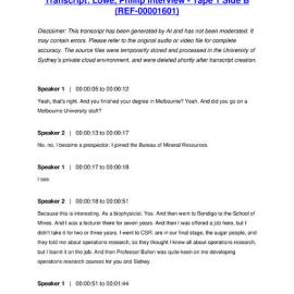 Lowe, Phillip Interview - Tape 1 Side B - Transcript