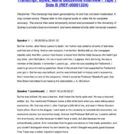 Byles, Marie Beuzeville Interview - Tape 1 Side B - Transcript