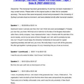 Harrison, Isabel KS Interview - Tape 1 Side B - Transcript