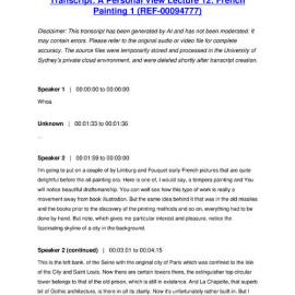 A Personal View Lecture 12: French Painting 1 - Transcript