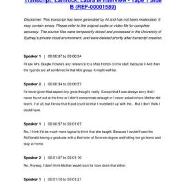 Lamrock, Laura M Interview - Tape 1 Side B - Transcript