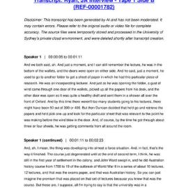 Ryan, JA Interview - Tape 1 Side B - Transcript