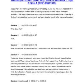 Wood, David Roy Vernon Interview - Tape 2 Side A - Transcript