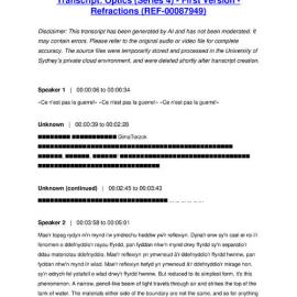 Optics (Series 4) - First Version - Refractions - Transcript