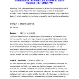 A Personal View Lecture 6: Dutch Painting - Transcript