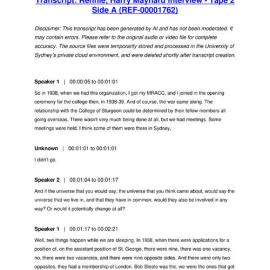 Rennie, Harry Maynard Interview - Tape 2 Side A - Transcript