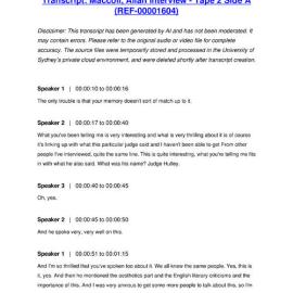 Maccoll, Allan Interview - Tape 2 Side A - Transcript