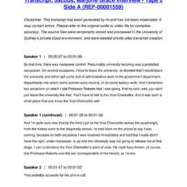 Jacobs, Marjorie Grace Interview - Tape 2 Side A - Transcript