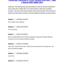 Burgmann, Victor Dudley Interview - Tape 1 Side B - Transcript