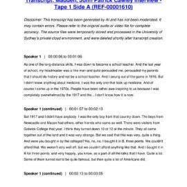 Madden, John Patrick Cawley Interview - Tape 1 Side A - Transcript