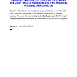 Greensleeves, Track Four from Carillon and Organ - Musical Celebrations from the University of Sydney - Transcript